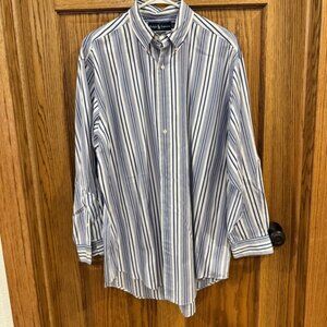 Ralph Lauren Regent Classic Fit Dress Shirt. White with Blue Stripes. 16.5”